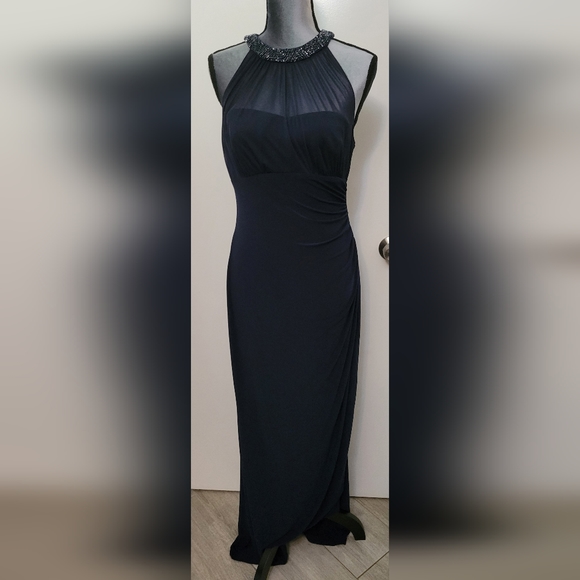 RALPH LAUREN EVENING GOWN (NAVY) - Picture 2 of 6